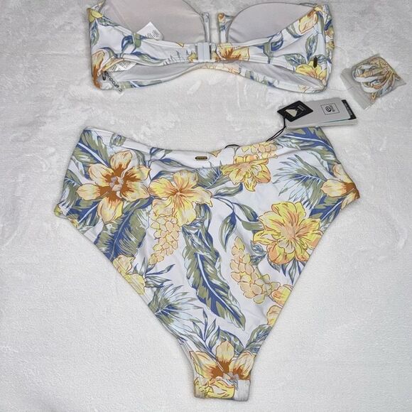 Rip Curl Always Summer Bandeau Bikini Top & High Waist Bikini Bottom Size Medium - Picture 9 of 10